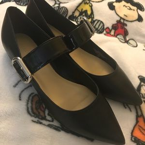 Marc Fisher black flats with silver buckle